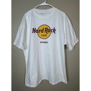 Hard Rock Cafe Mumbai White Logo Tee Shirt XL Cotton